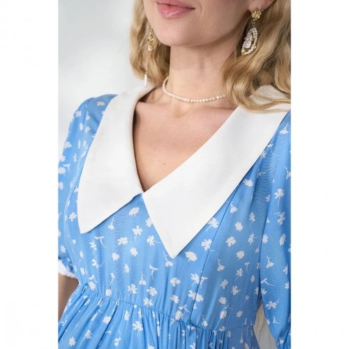 Платье для беременных и кормящих Юла Мама Georgia Голубой/Белый DR-26.083