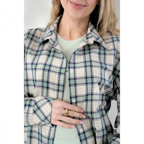 Рубашка в клетку для беременных и кормящих Юла Мама Rey Синий/Зеленый BL-26.031