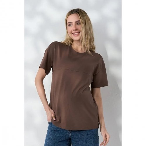 Футболка для беременных и кормящих Юла Мама Goldie Коричневый NR-26.091
