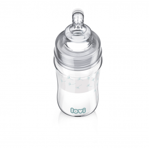 Стеклянная бутылочка для кормления Lovi Diamond Glass Baby Botanic 250 мл Голубой 74/205