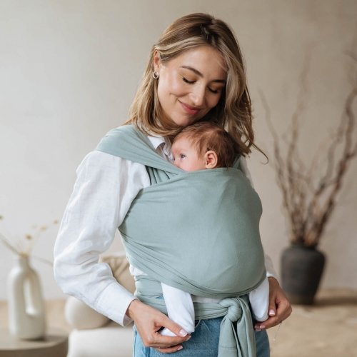Трикотажный слинг шарф для новорожденных Love & Carry Шалфей 3 - 12 кг Бирюзовый LC457