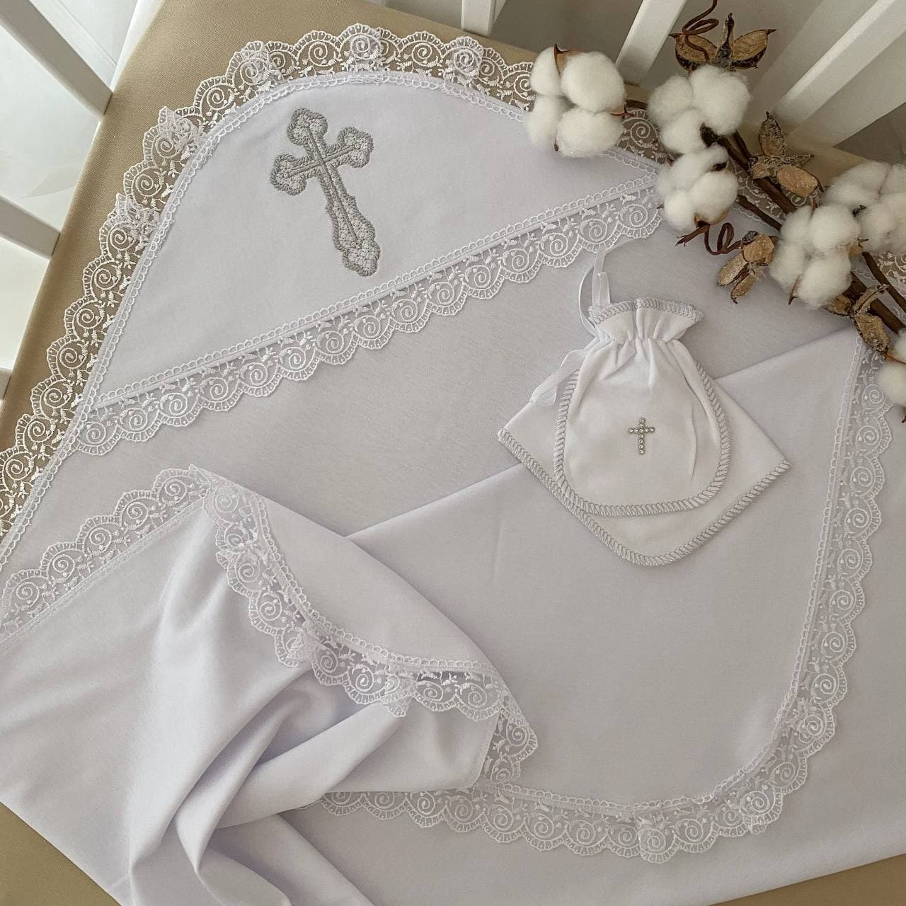 Крыжма для крещения Бетис Крестильная шкатулка 90х100 см Белый 27685498