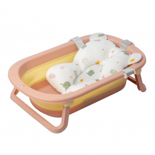 Складная ванночка детская Babyhood Комфорт Плюс с термометром Розовый BH-328PY