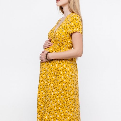 Платье для беременных и кормящих Юла мама Eilish Темно-желтый DR-20.102