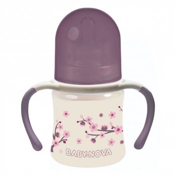 Бутылочка для кормления с ручками Baby-Nova Декор 150 мл Сиреневый 3966383