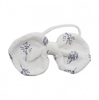 Повязка на голову для новорожденных Minikin Бон Вояж с муслиновым бантиком Белый/Черный 224014
