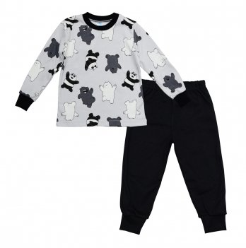 Пижама детская Minikin 1,5 - 6 лет Интерлок Серый/Черный 227203