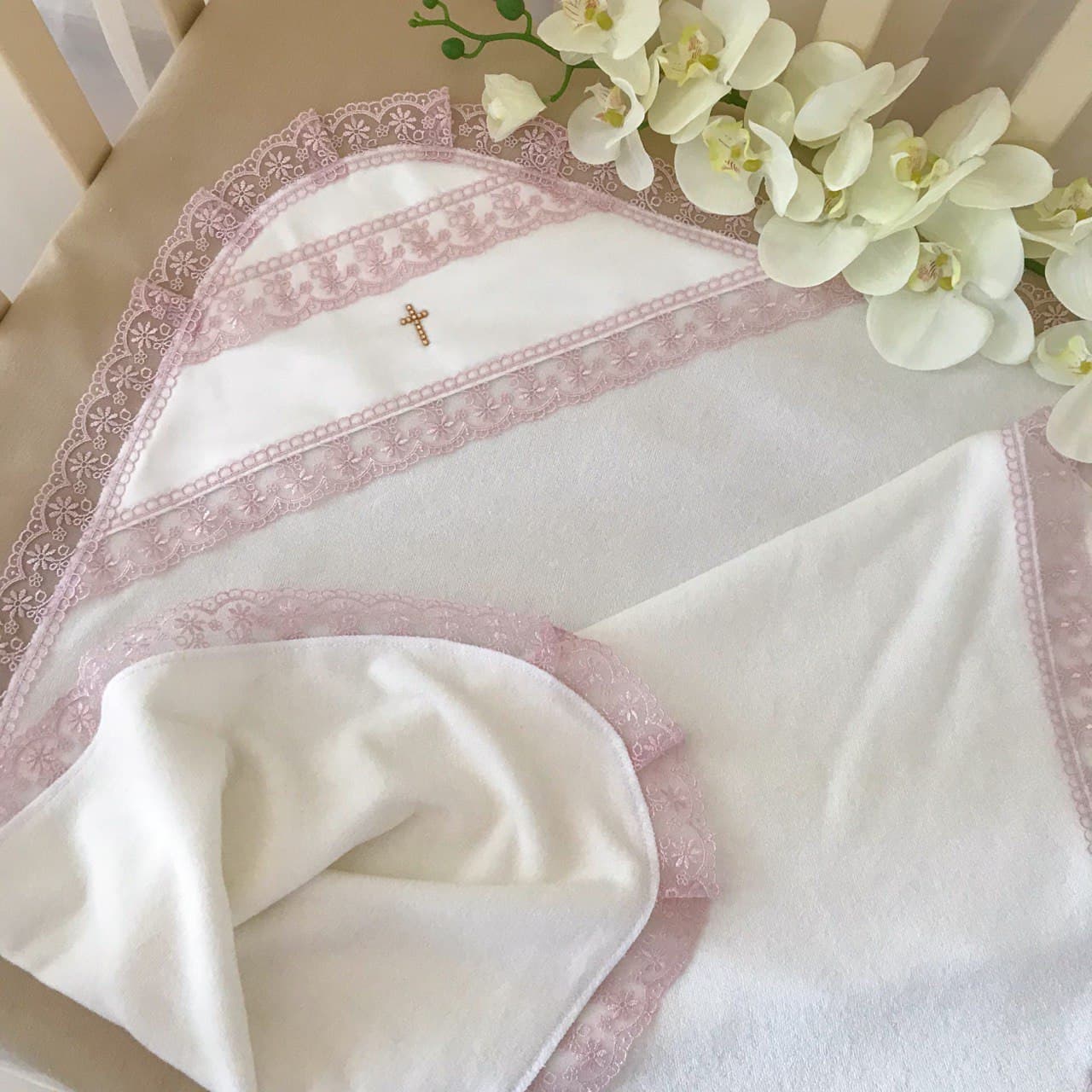 Крыжма для крещения BetiS Чарівна світлинка Махра Молочный/Пудровый 75х100 см 27687687