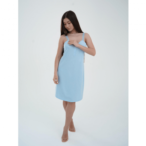 Ночная рубашка в роддом для беременных и кормящих Мамин Дім Голубой 24144