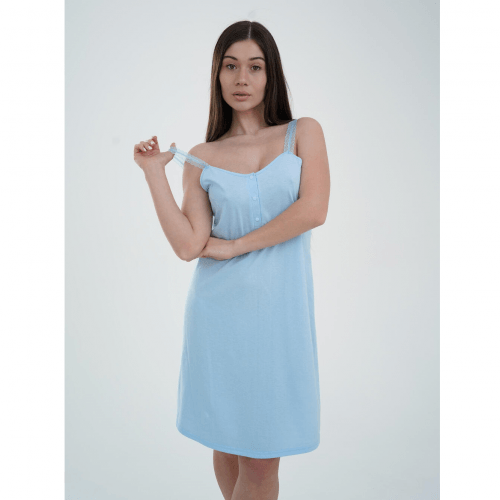 Ночная рубашка в роддом для беременных и кормящих Мамин Дім Голубой 24144