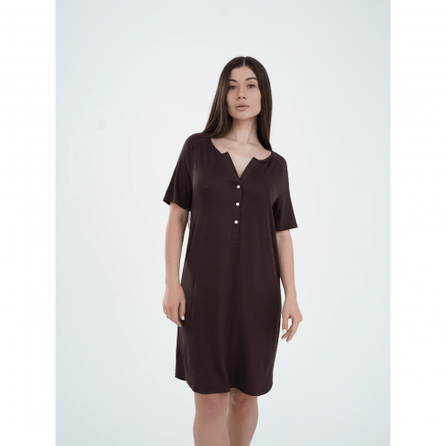 Ночная рубашка в роддом для беременных и кормящих Мамин Дім Lazy Какао 24190