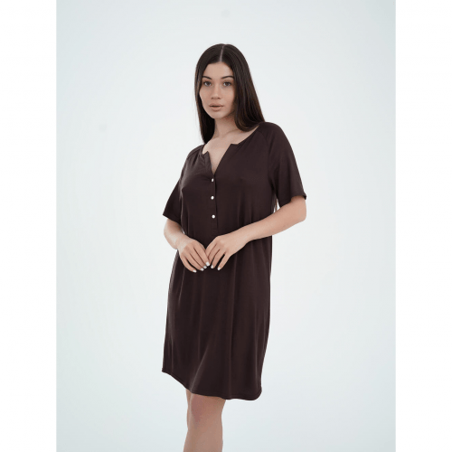 Ночная рубашка в роддом для беременных и кормящих Мамин Дім Lazy Какао 24190
