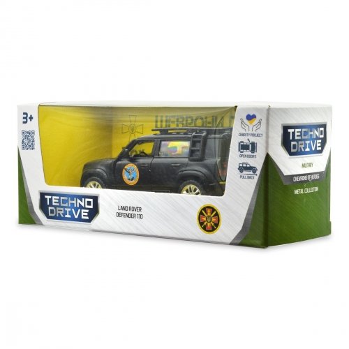 Модель машинки TechnoDrive Шеврони Героїв LAND ROVER DEFENDER 110 ГУР МО 1:43 250364M