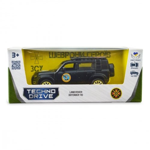 Модель машинки TechnoDrive Шеврони Героїв LAND ROVER DEFENDER 110 ГУР МО 1:43 250364M