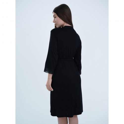 Халат для беременных и кормящих Мамин Дім Soft&Lace Черный 25319