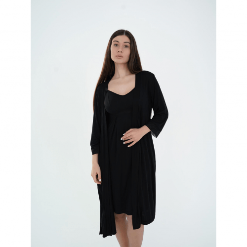 Халат для беременных и кормящих Мамин Дім Soft&Lace Черный 25319