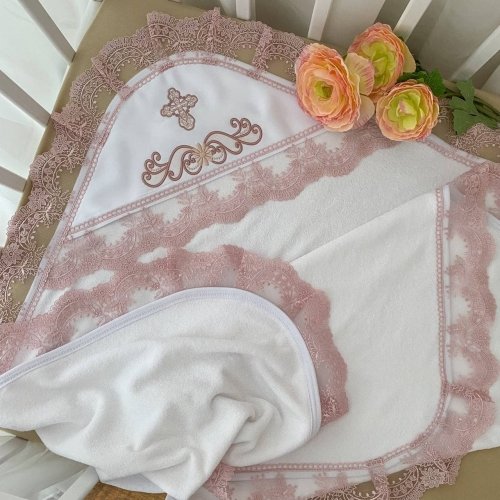 Крыжма для крещения Бетис Картинка М 100х100 см Белый/Пудровый 27689419