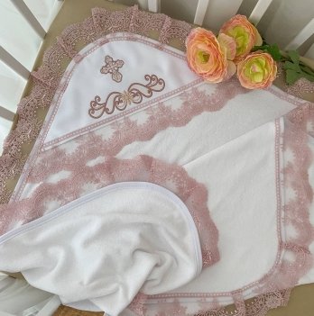 Крыжма для крещения Бетис Картинка М 100х100 см Белый/Пудровый 27689419