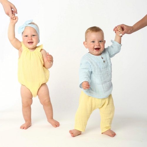 Летний комплект для новорожденных ELA Textile&Toys 0 - 12 мес Муслин Желтый/Голубой MS001YB