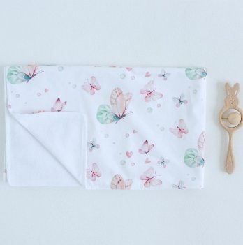Непромокаемая пеленка для детей ELA Textile&Toys Бабочки Белый/Розовый/Зеленый 80х50 см WRD001B