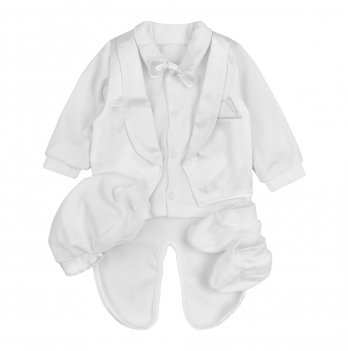 Набор одежды для новорожденных для крещения ЛяЛя 0 - 9 мес Велюр Белый 2ТК026В_8-03