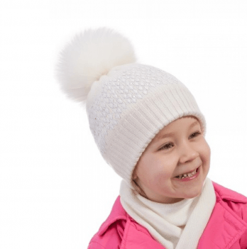 Зимняя шапка детская Tutu 2 - 8 лет Вязка Молочный 3-002153