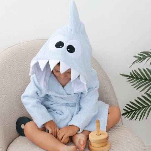 Махровый халат для детей Sasha Baby Shark 7 - 10 лет Махра Голубой 4406/2