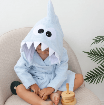 Махровый халат для детей Sasha Baby Shark 7 - 10 лет Махра Голубой 4406/2
