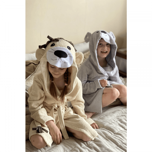 Махровый халат для детей Sasha Lion 7 - 10 лет Махра Бежевый 4406/3