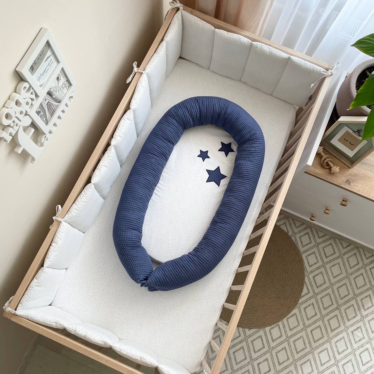 Кокон для новорожденных Маленькая Соня Stars поплин вафля Синий 50136183