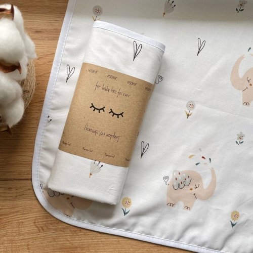 Непромокаемая пеленка для детей Маленькая Соня Слоники бежевый 50х80 см Белый/Бежевый 115362