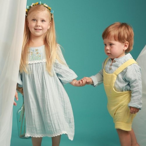 Летнее платье для девочки ELA Textile&Toys Ukraine Цветы 1,5 - 7 лет Муслин Голубой EDМ003YB