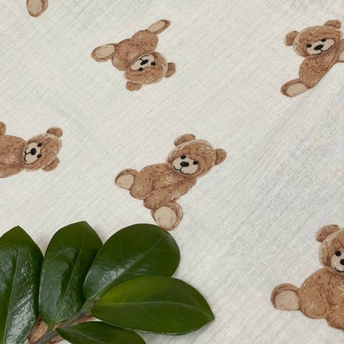 Простынь на резинке в коляску Маленькая Соня Teddy Муслин Белый/Молочный 3011120