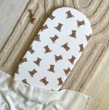 Простынь на резинке в коляску Маленькая Соня Teddy Муслин Белый/Коричневый 3011790