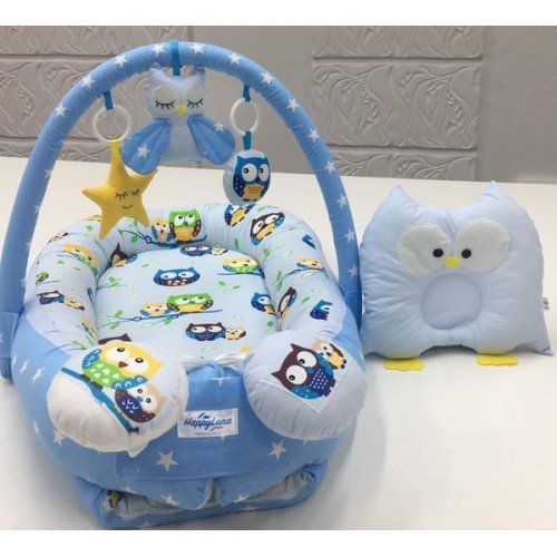 Кокон для новорожденных Happy Luna BabyNest Standart Совки 4 Голубой 0129