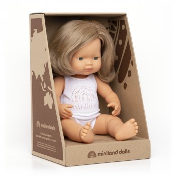 Кукла анатомическая Miniland Educational Девочка блондинка в белье 38 см 31260