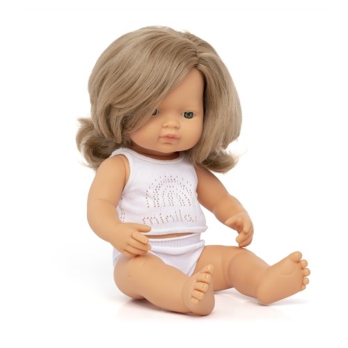 Кукла анатомическая Miniland Educational Девочка блондинка в белье 38 см 31260