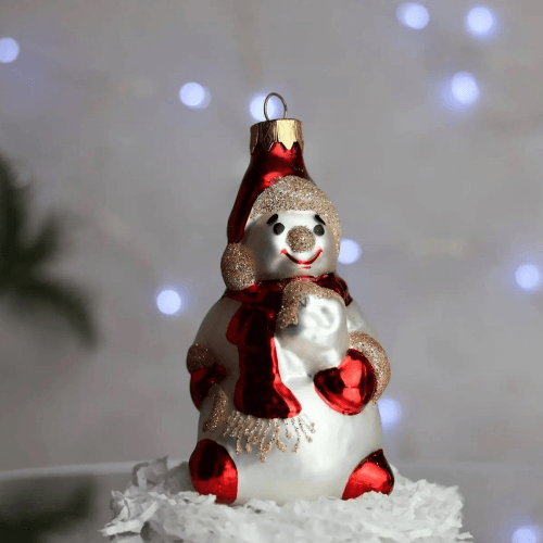 Елочная игрушка Santa Shop Сніговик з морозивом Красный 12 см 4820001155518