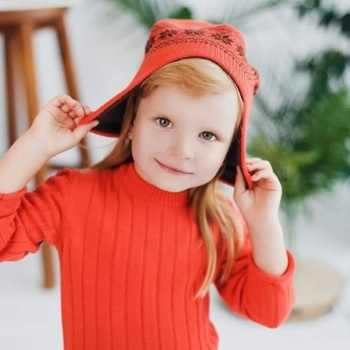Шапка шлем детская Софія Снежинки 1 - 4 лет Шерсть мериноса Коралловый 311-9 Шапка шлем детская Софія Снежинки 1 - 4 лет Шерсть мериноса Коралловый 311-9