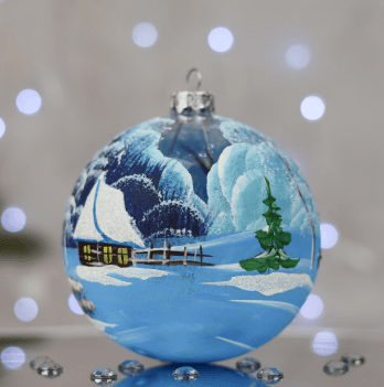 Новогодний шар на елку Santa Shop Дом на пруду Синий 10 см 7806723189571