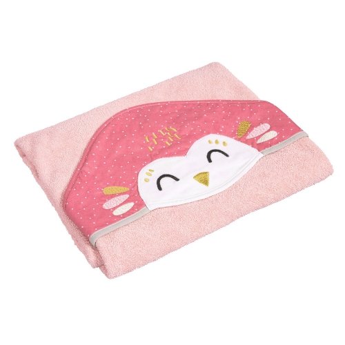 Детское полотенце с капюшоном Canpol babie Сова Розовый 26/801_pin
