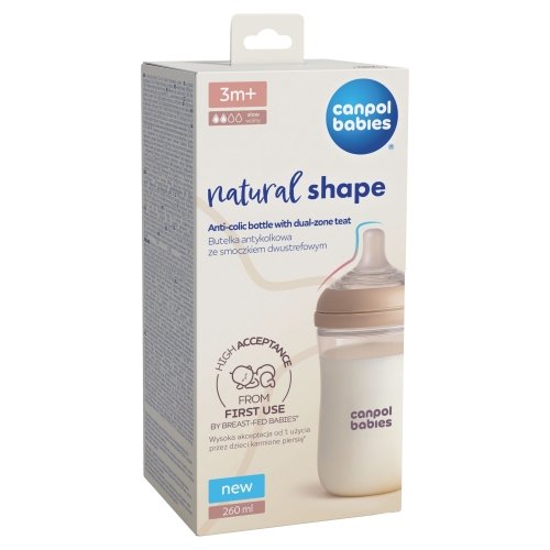 Антиколиковая бутылочка Canpol babies Natural Shape с соской Dual-zone 3m+ 260 мл 35/401