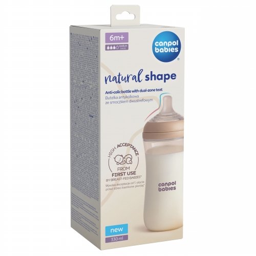 Антиколиковая бутылочка Canpol babies Natural Shape с соской Dual-zone 6m+ 330 мл 35/402
