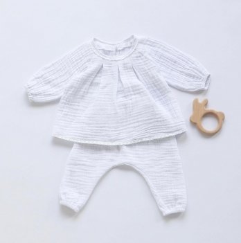 Набор одежды для новорожденных для крещения ELA Textile&Toys 0 - 3 лет Муслин Белый MS001GIRL