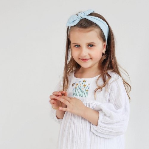 Летнее платье для девочки ELA Textile&Toys Ukraine Цветы 1,5 - 7 лет Муслин Белый/Желтый/Голубой EDМ001YB