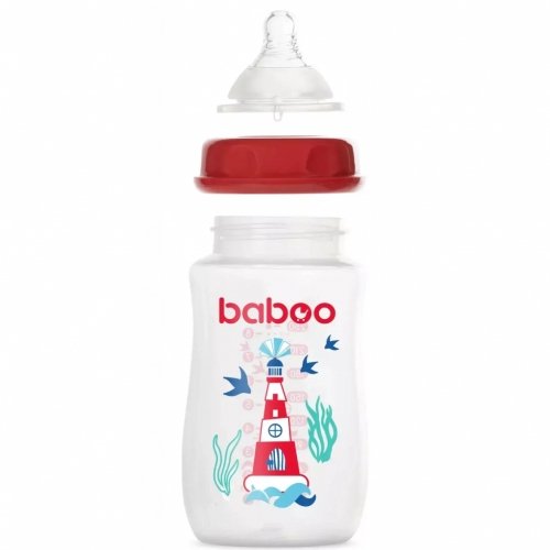 Бутылочка для кормления Baboo Sealife Морской маяк 3+ мес 250 мл Красный 90406