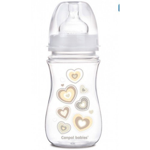 Антиколиковая бутылочка Canpol Babies Easystart Newborn baby, 240 мл, бежевые сердца