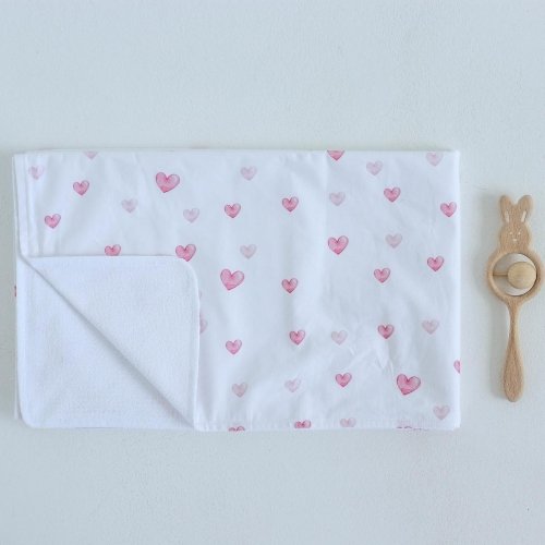 Непромокаемая пеленка для детей ELA Textile&Toys Сердечки Белый/Розовый 80х50 см WRD001H