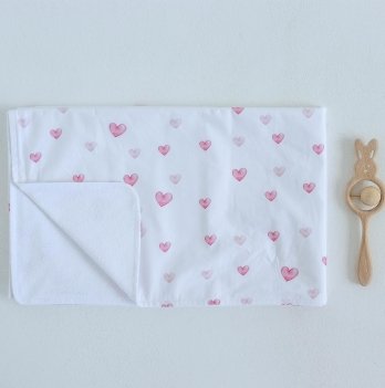 Непромокаемая пеленка для детей ELA Textile&Toys Сердечки Белый/Розовый 80х50 см WRD001H