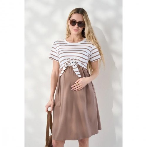 Платье для беременных и кормящих Юла мама Becky Капучино DR-26.034